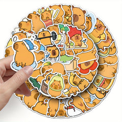 50pcs Capybara Vinyl Stickers Reusable PVC Decals Whimsical Designs