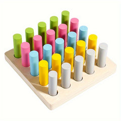 Wooden Cylinder Peg Puzzle Educational Toy for Fine Motor Skill Develop