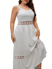  Women's Maxi Tank Dress with Lace Trim V Neck