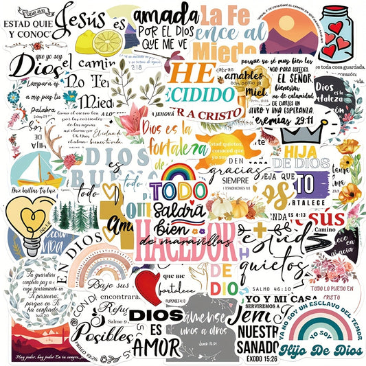 50pcs Spanish Scripture Book Waterproof Stickers for Luggage Guitar Notebook DIY