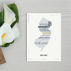 Jersey State Letter Map Sticker Modern Typography Art