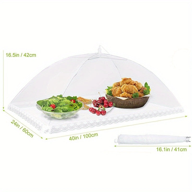 5pcs Foldable Umbrella Food Tent Cover w/ Lace for Home Camping & Restaurants