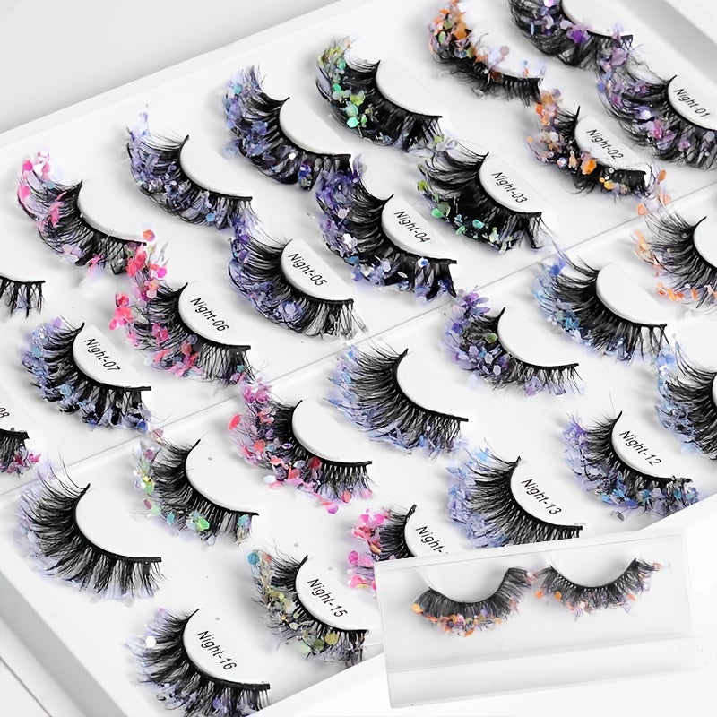 Glitter False Eyelashes Sequins Fluffy Faux Mink Lashes Cosplay