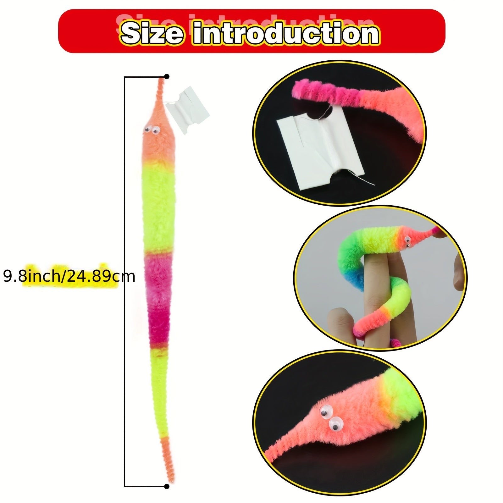 6pcs Vibrant Twist Worms Polyester Wiggle Worms