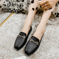 Women's Heart Buckle Flat Loafers Slip On Shoes