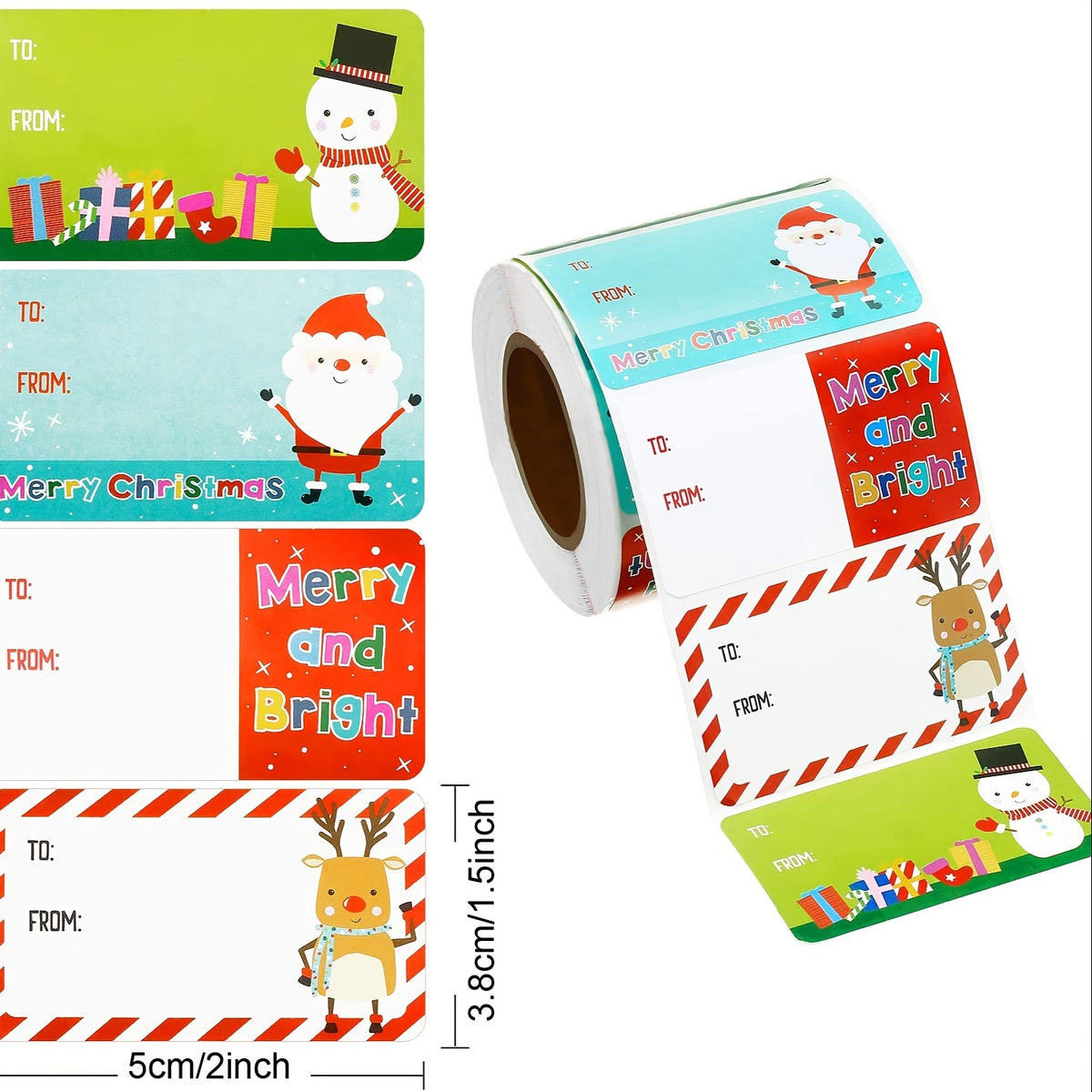 500pcs Christmas Gift Tags Stickers Santa Claus Self Adhesive