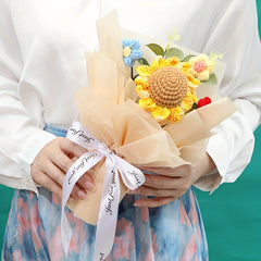 1pc Crochet Wool Eternal Flower Sunflower Bouquet Gift Handicraft