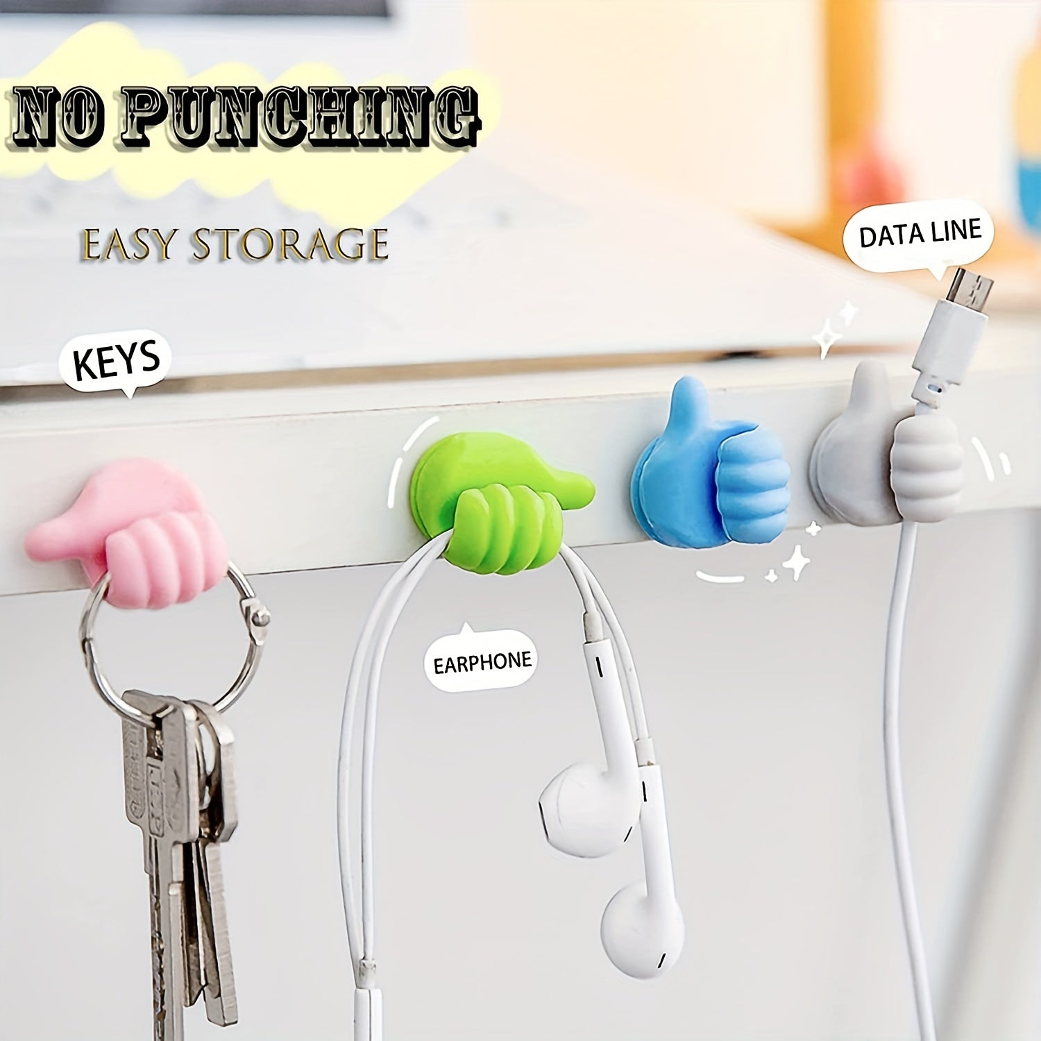 Thumb Shape Hook Seamless Sticky Hook Key Small Sticky Hook