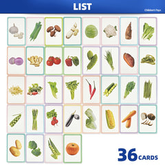 36 Vocabulary Cards Vegetable & Alphabet Word Matching Learning Set