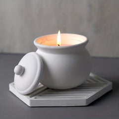 Concrete Candle Jar with Lid Silicone Mold DIY Craft Mould