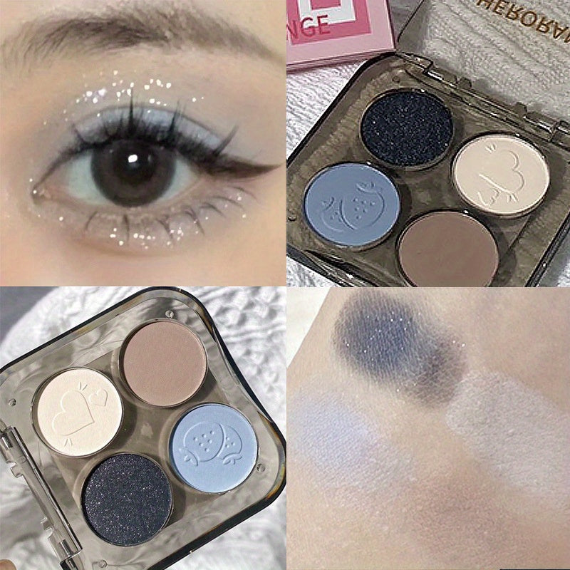 Smokey Gothic Eyeshadow Palette 4 Colors Pearly Glitter Matte Finish