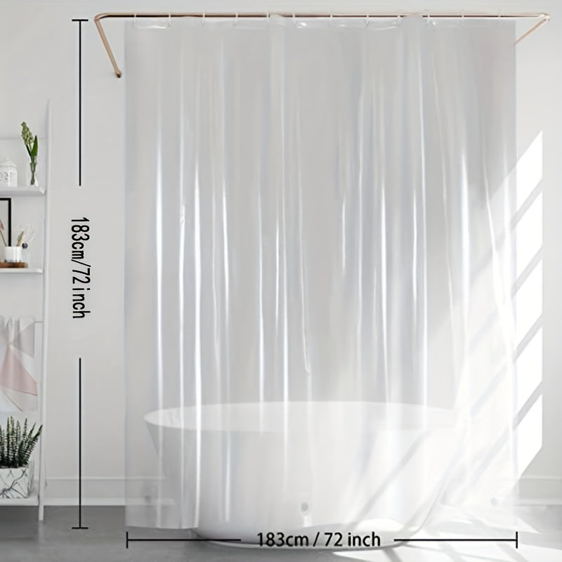 Waterproof Transparent Shower Curtain with 12 Hooks
