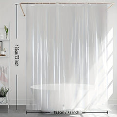 Waterproof Transparent Shower Curtain with 12 Hooks