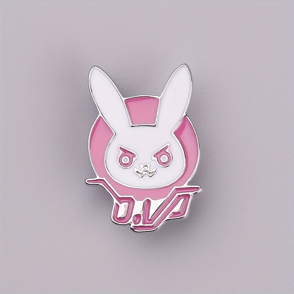 Men's Pink Bunny Brooch, Cartoon Character Backpack Accessory