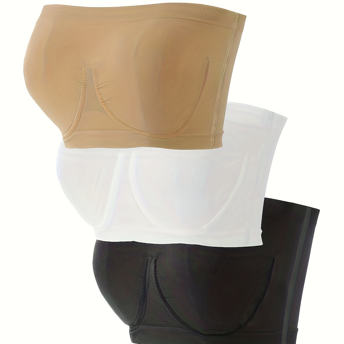 3 Pack Plus Size Tube Bra Set Seamless Bandeau Three Piece Set