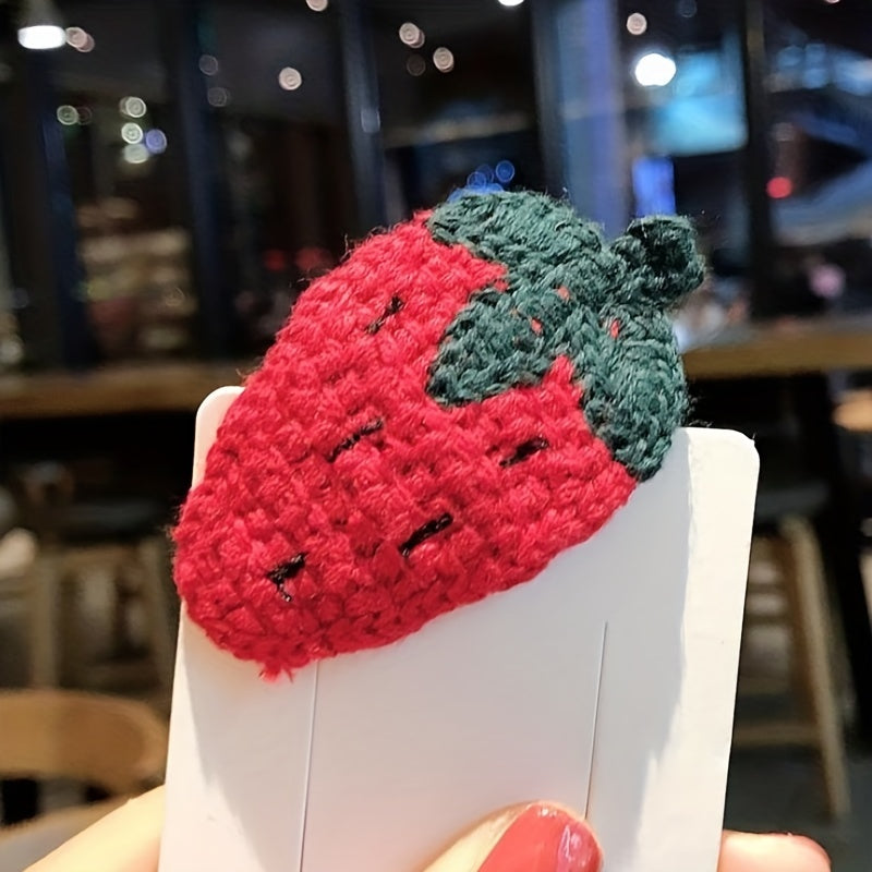 5pcs Fruit Charm Hair Clip Cartoon Barrette Knitted Hair Pin