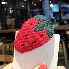 5pcs Fruit Charm Hair Clip Cartoon Barrette Knitted Hair Pin