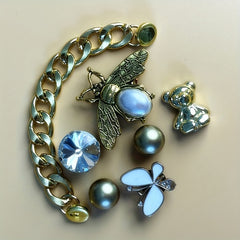 11Pcs Rhinestone Shoe Charms Chain Sandals Decorations
