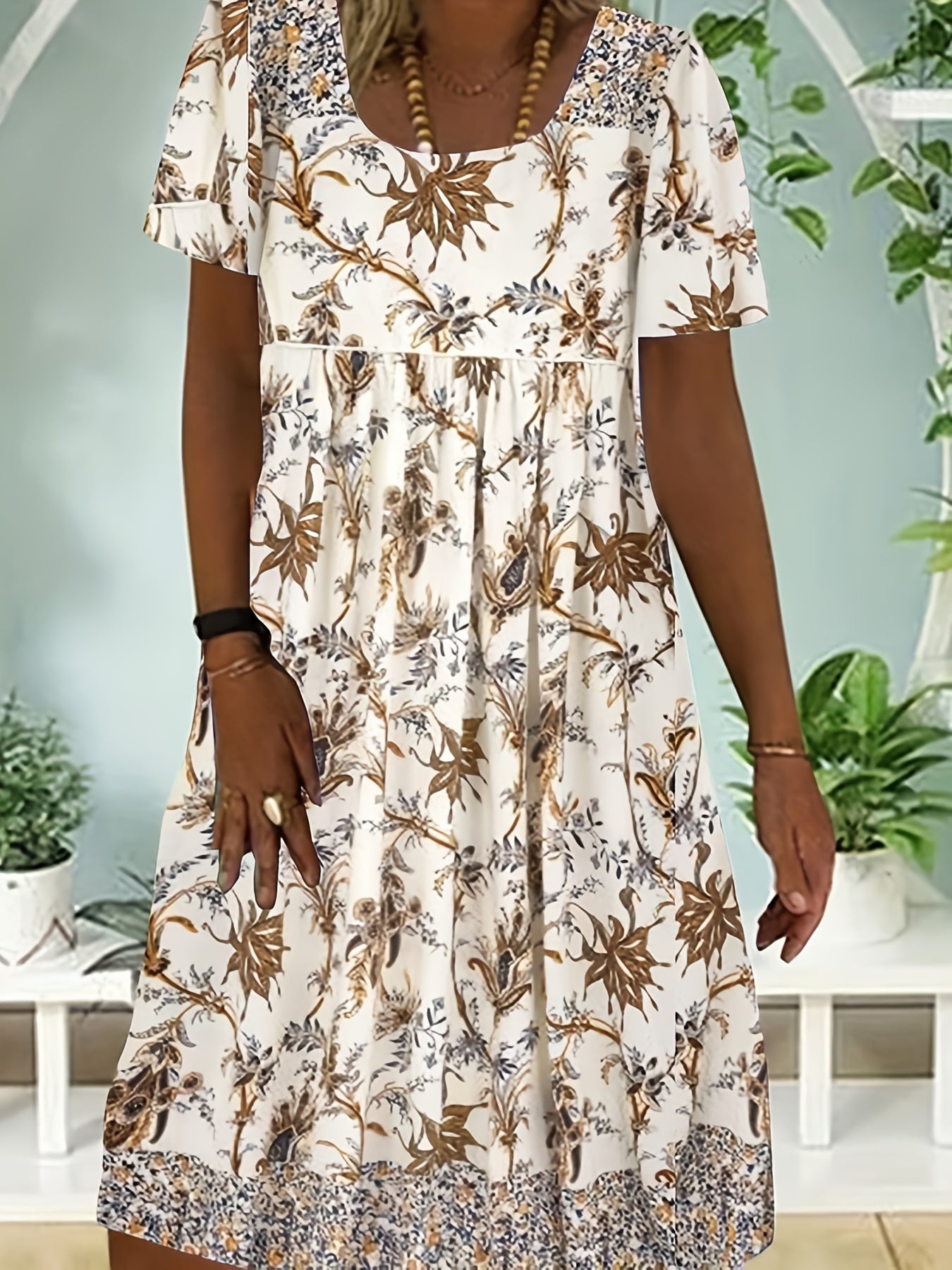 Floral Print Casual Dress Short Sleeve