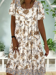 Floral Print Casual Dress Short Sleeve