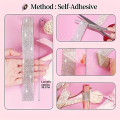 Self Adhesive Rhinestones Ribbon Roll 2mm Gemstones DIY Craft Wedding Party