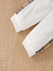 Baby Boys Patchwork Plaid Bear Print Sweatshirt & Sweatpants Set
