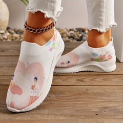 Couple Figure Graphic Flying Woven Walking Shoes Slip-On Sneakers