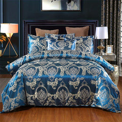 Soft Satin Jacquard Duvet Cover Set with 2 Pillowcases