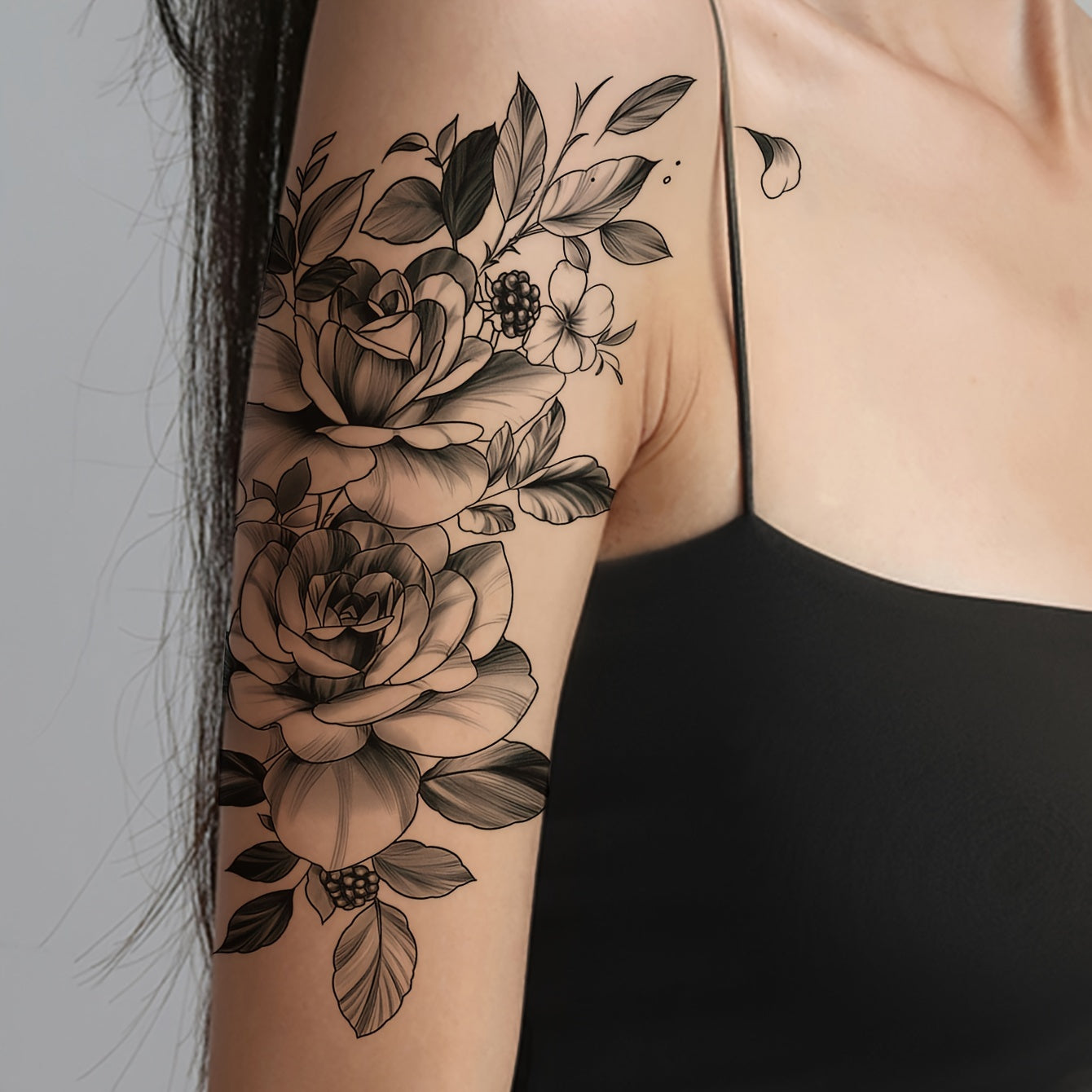 Waterproof Floral Arm Tattoo Stickers Lasting 2-5 Days Realistic Design