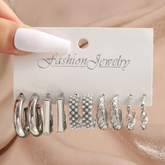 9 Styles Heart Butterfly Geometric Earrings Set Women's Jewelry