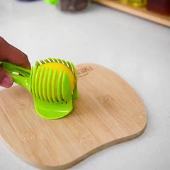 Tomato Slicer Lemon Cutter Holder Round Fruit Tongs