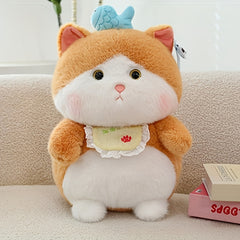 Orange Tabby Kitty Plush Toy with Fishing Habit Soft Stuffed Cat Doll 24