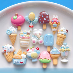 10pcs Random Mixed DIY Rabbit Ice Cream Ear Jewelry Resin Accessories Stationery