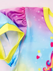 Kid Girls Unicorn Dress Short Sleeve Casual Kids Outfit