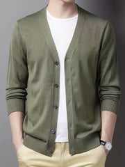 Men's V-Neck Casual Cardigan Sweater for Spring Autumn