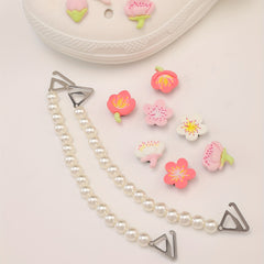 Cartoon Flower & Faux Pearl Shoe Charms - Resin Shoe Accessories