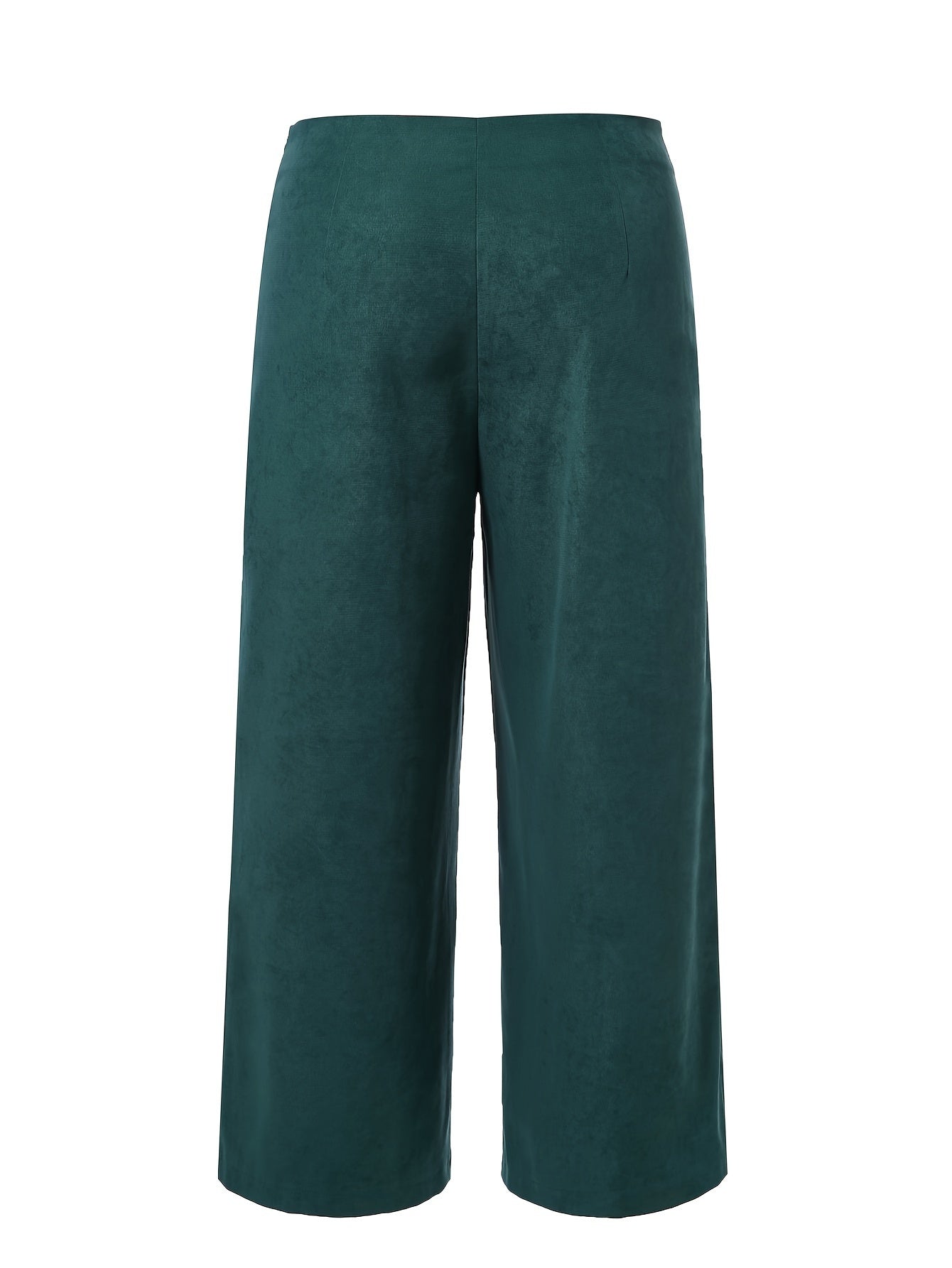 Women's Plus Solid Wide Leg Zipper Trousers