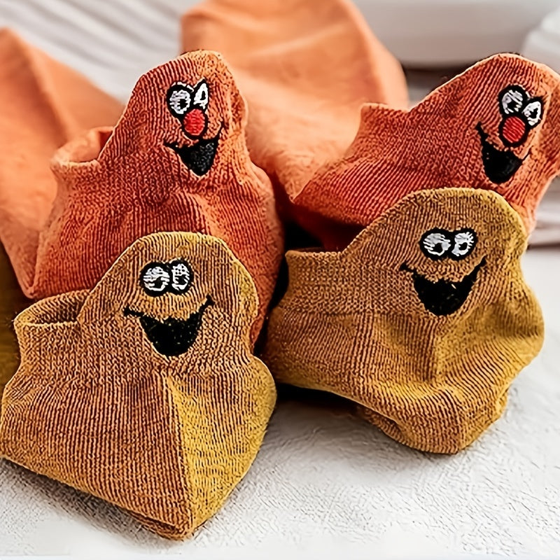 5 Pairs Cartoon Embroidery Low Cut Ankle Socks Women's Stockings