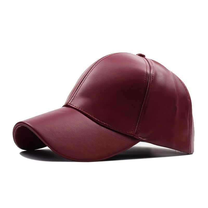 Unisex Outdoor PU Solid Baseball Cap | Smooth Leather All-match Dad Hat