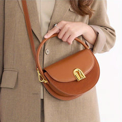 Retro Saddle Bag Women Crossbody & Shoulder Purse Khaki Dark Brown