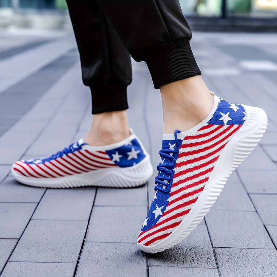 Women's Star Graphic Knit Sneakers Low Top Running Shoes
