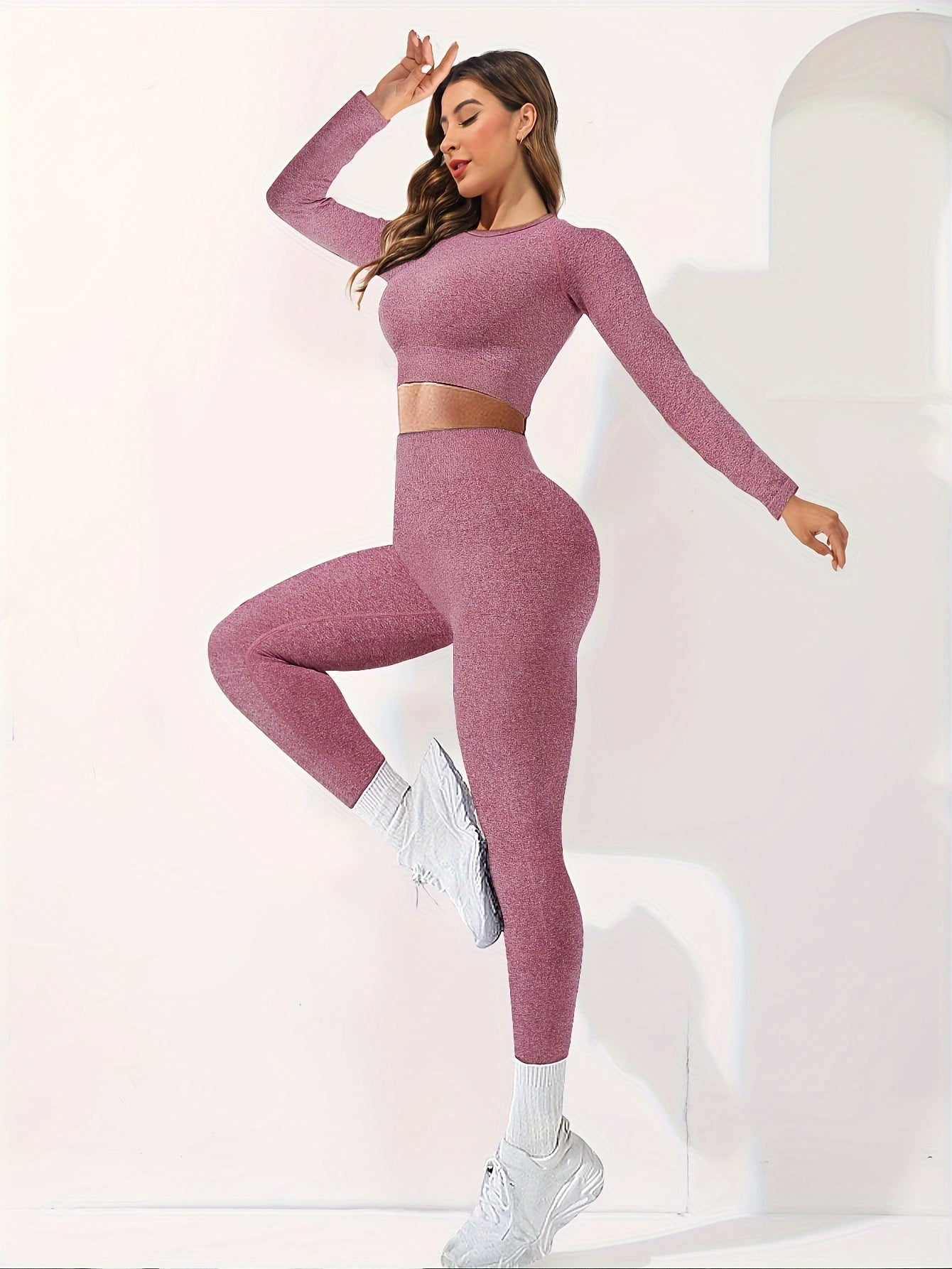 2pcs Yoga Set Top & Leggings Women's Activewear