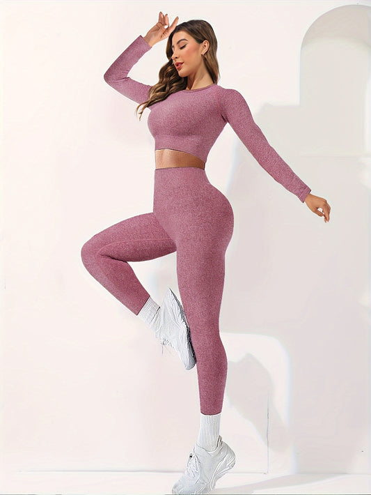 2pcs Yoga Set Top & Leggings Women's Activewear