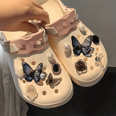Baroque Style Shoe Charms Butterfly Pearl Flower Accessories