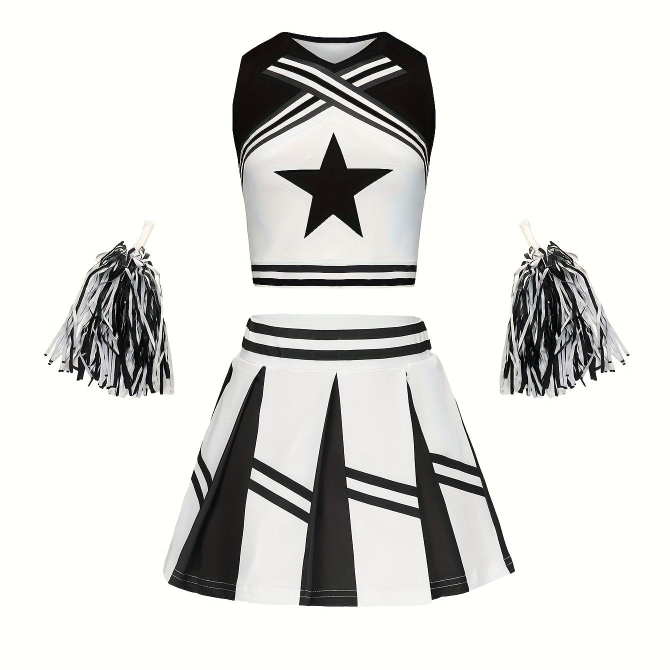 Girls Star Graphic Cheerleading Suit For Party Performance Sports Gift