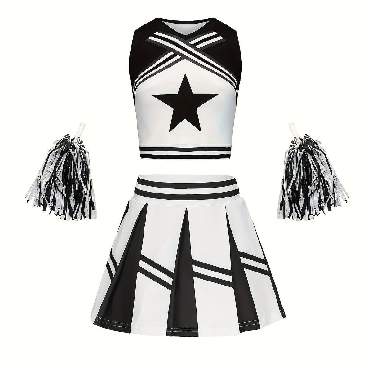 Girls Star Graphic Cheerleading Suit For Party Performance Sports Gift