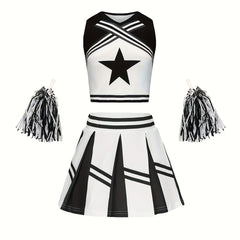Girls Star Graphic Cheerleading Suit For Party Performance Sports Gift