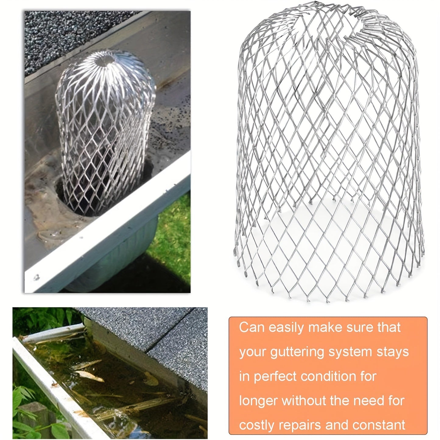 2pcs Gutter Guard Aluminum Filter Strainer Rain Gutters Downspout Guard