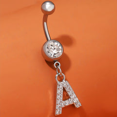 Zircon 26 Letters Belly Button Ring Navel Piercing
