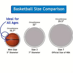 Mini Basketball 2 Pack for Kids Hoop Play, Realistic Bounce